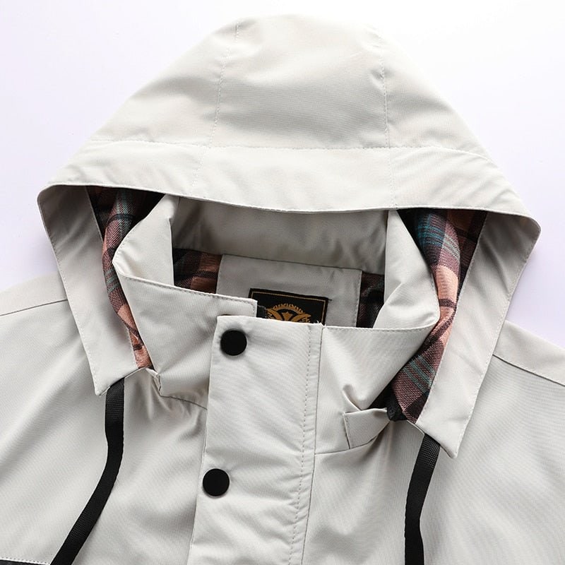 Men's Winter Puffer Jacket with Plaid Lining and Drawstring Hood - Image 10