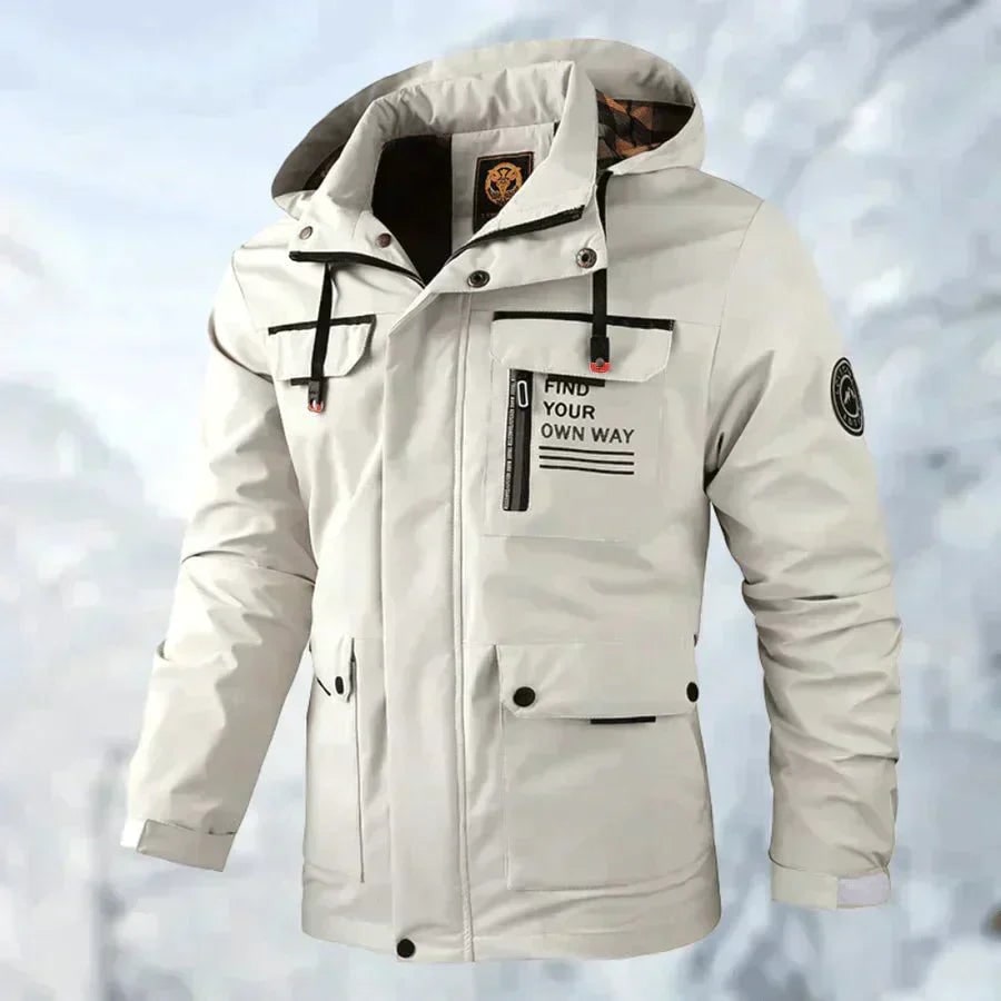 Men's Winter Puffer Jacket with Plaid Lining and Drawstring Hood - Image 3