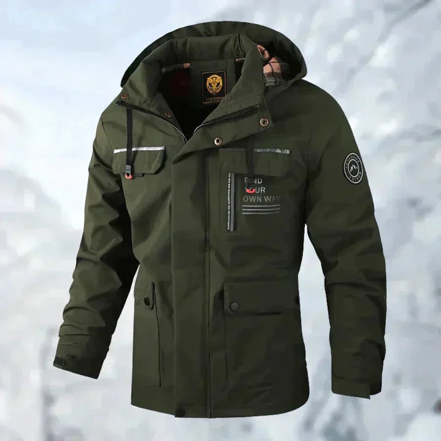 Men's Winter Puffer Jacket with Plaid Lining and Drawstring Hood - Image 7