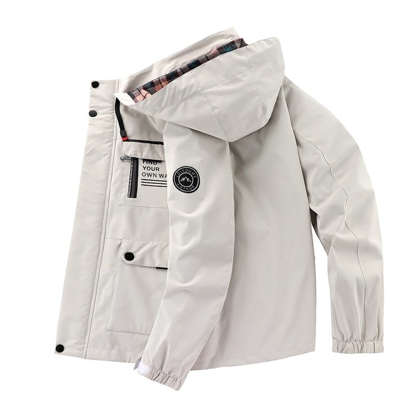 Men's Winter Puffer Jacket with Plaid Lining and Drawstring Hood - Image 9