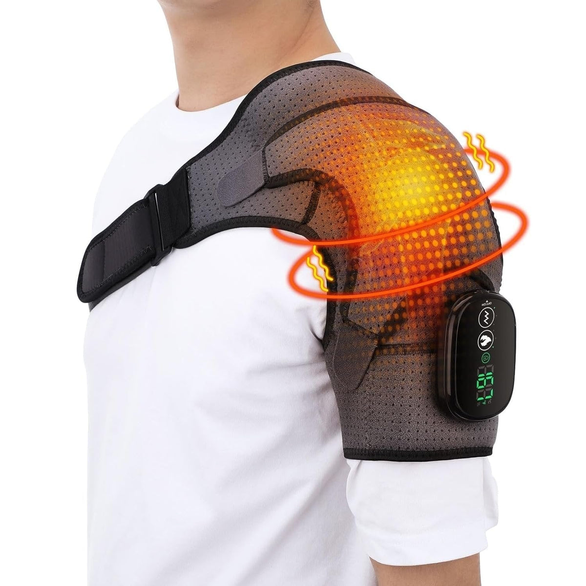 Men's Wireless Heated Neck and Shoulder Massager with Vibration Velcro Strap and Rechargeable Design - Image 2