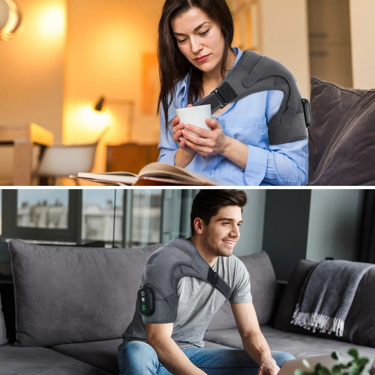 Men's Wireless Heated Neck and Shoulder Massager with Vibration Velcro Strap and Rechargeable Design - Image 4