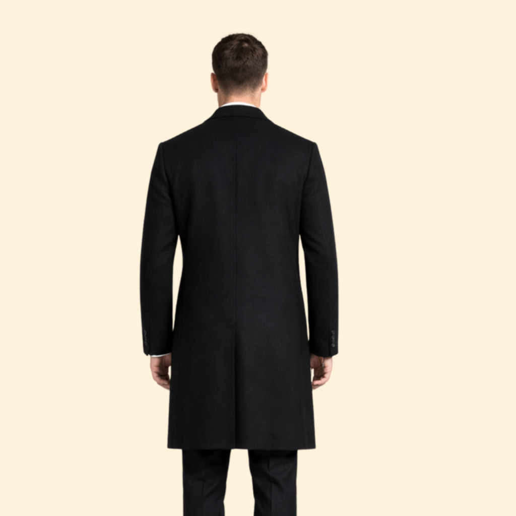 Men's Wool Overcoat Long Single-Breasted Topcoat with Notched Lapel - Image 4
