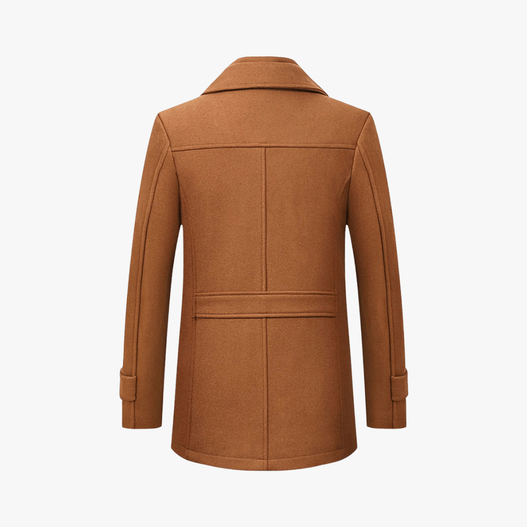 Men's Wool Trench Overcoat with Layered Collar and Zip Chest Pocket Slim Fit - Image 11