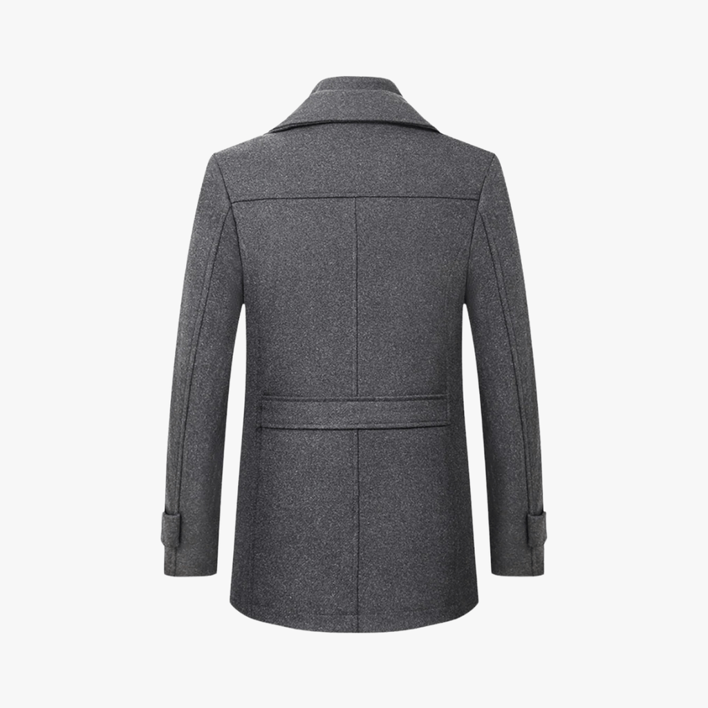 Men's Wool Trench Overcoat with Layered Collar and Zip Chest Pocket Slim Fit - Image 8