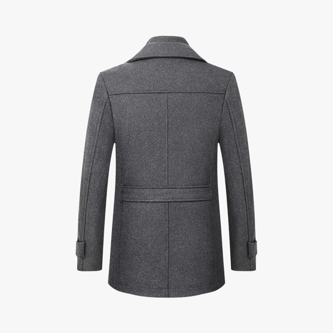 Men's Wool Trench Overcoat with Layered Collar and Zip Chest Pocket Slim Fit - Image 8