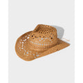 Men's Woven Straw Cowboy Hat with Open-Weave Cutout and Wide Brim - Image 1