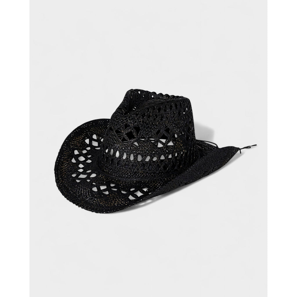 Men's Woven Straw Cowboy Hat with Open-Weave Cutout and Wide Brim - Image 2