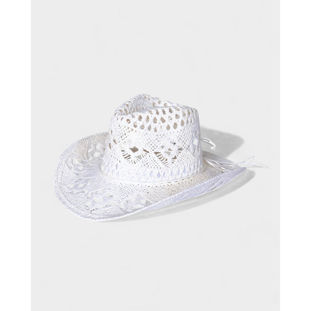 Men's Woven Straw Cowboy Hat with Open-Weave Cutout and Wide Brim - Image 3