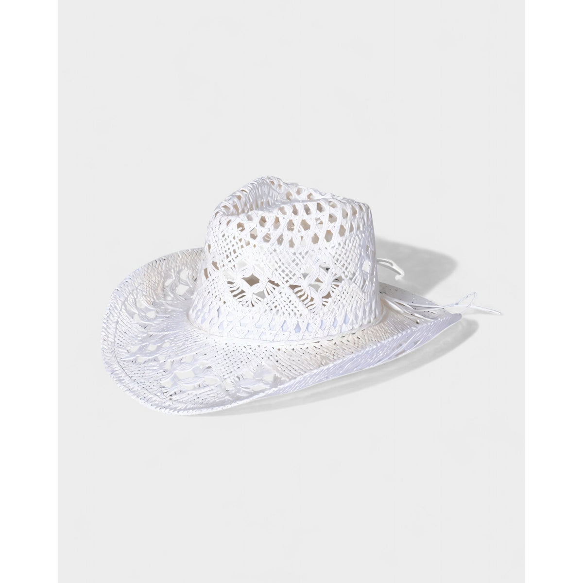 Men's Woven Straw Cowboy Hat with Open-Weave Cutout and Wide Brim - Image 3