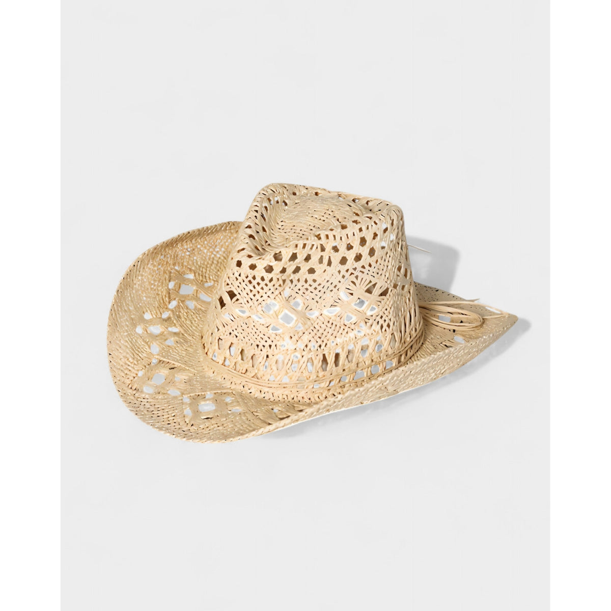 Men's Woven Straw Cowboy Hat with Open-Weave Cutout and Wide Brim - Image 4