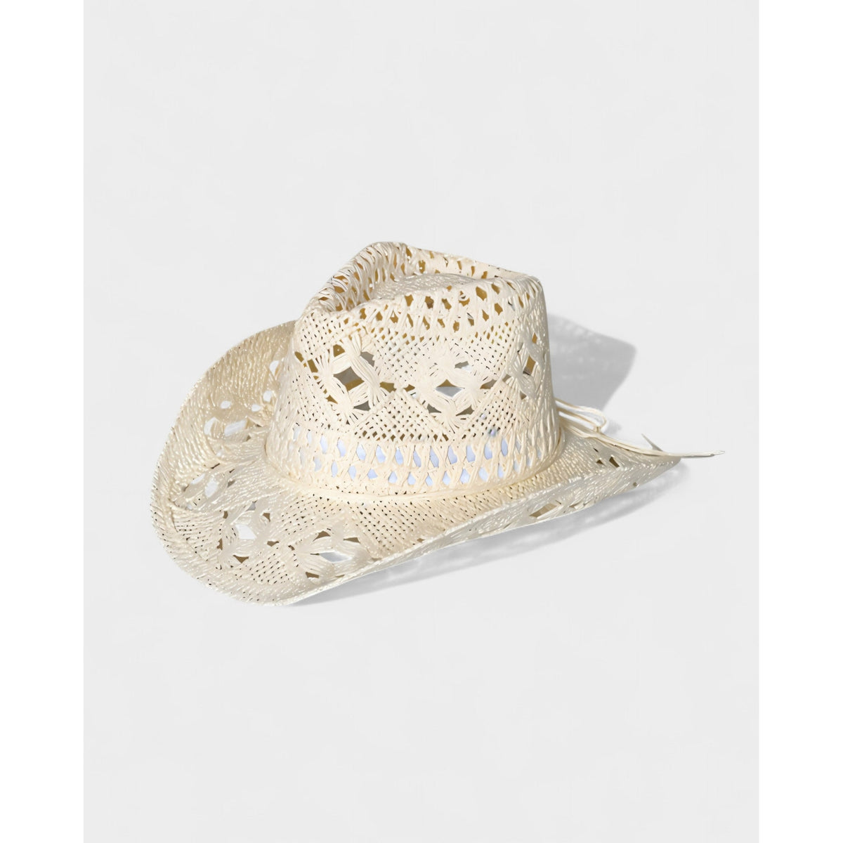 Men's Woven Straw Cowboy Hat with Open-Weave Cutout and Wide Brim - Image 6