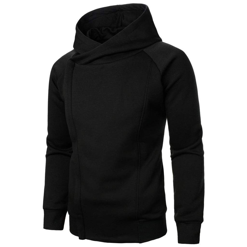 Men's Zip Up Fleece Hoodie with Asymmetrical Closure and Raglan Sleeves - Image 10