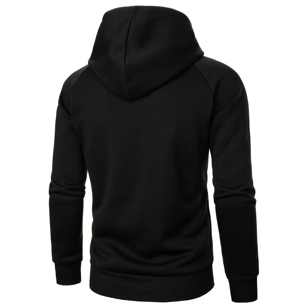 Men's Zip Up Fleece Hoodie with Asymmetrical Closure and Raglan Sleeves - Image 11