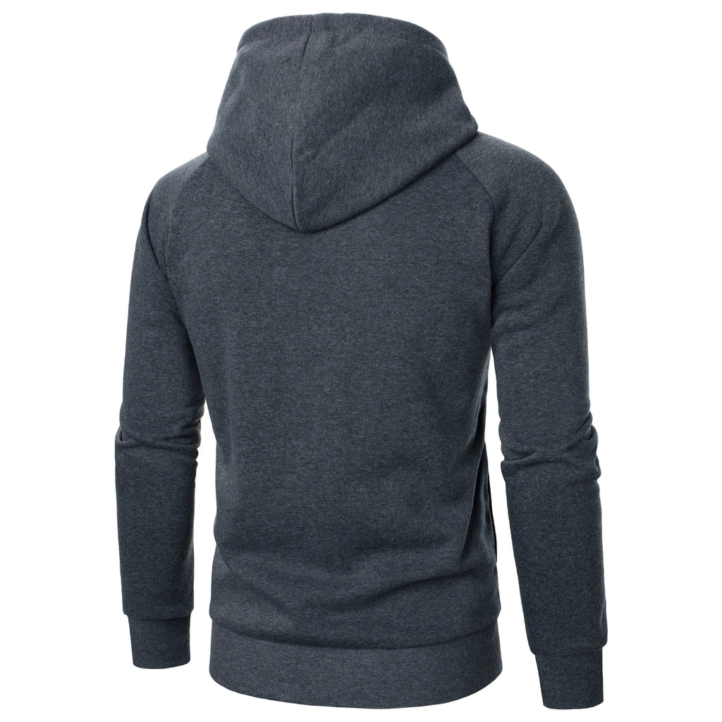 Men's Zip Up Fleece Hoodie with Asymmetrical Closure and Raglan Sleeves - Image 3
