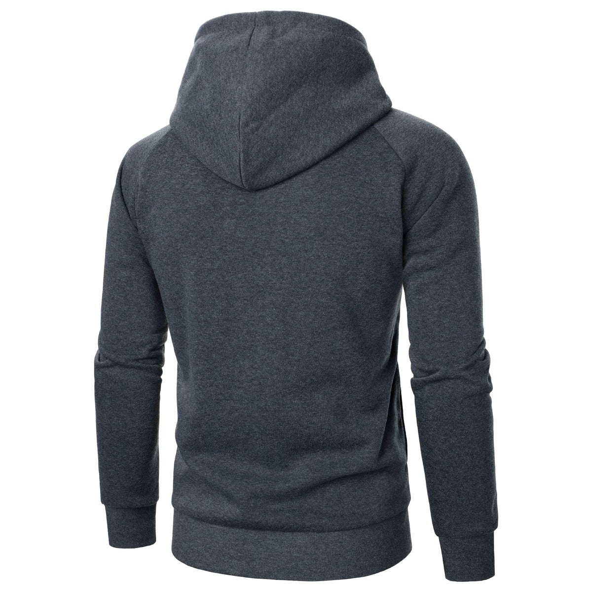 Men's Zip Up Fleece Hoodie with Asymmetrical Closure and Raglan Sleeves - Image 3