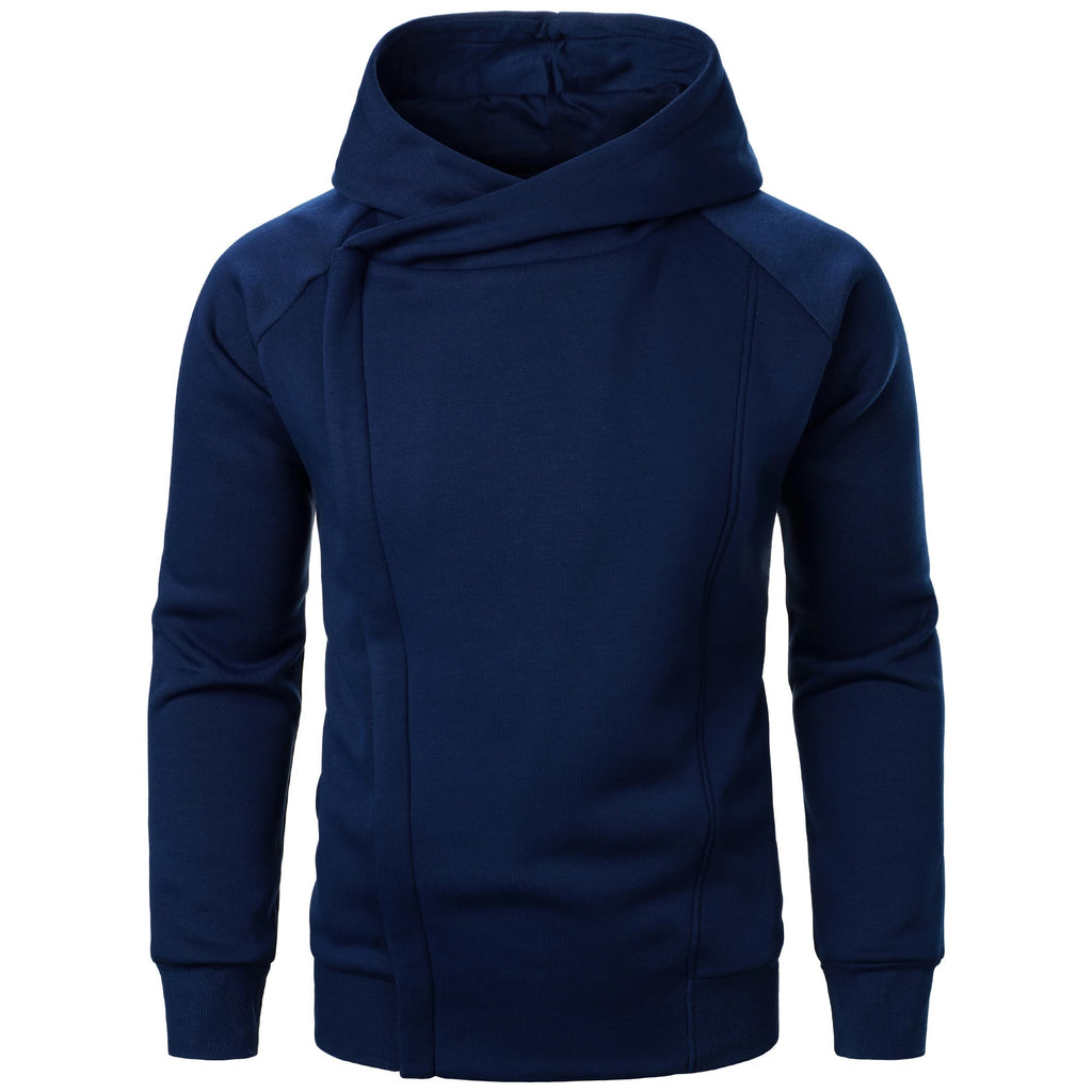 Men's Zip Up Fleece Hoodie with Asymmetrical Closure and Raglan Sleeves - Image 6