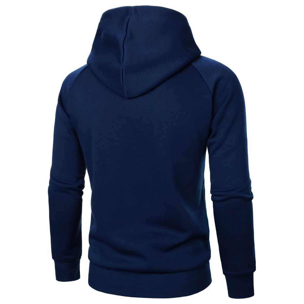 Men's Zip Up Fleece Hoodie with Asymmetrical Closure and Raglan Sleeves - Image 8