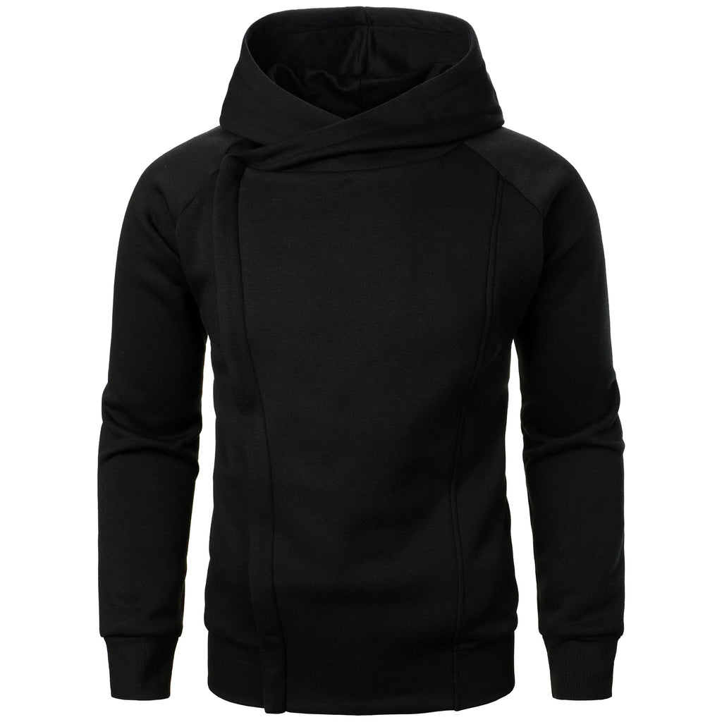 Men's Zip Up Fleece Hoodie with Asymmetrical Closure and Raglan Sleeves - Image 9