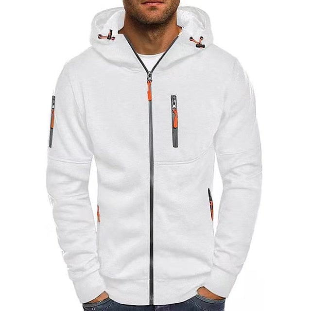 Men's Zip Up Hoodie with Zippered Pockets and Adjustable Hood - Image 1