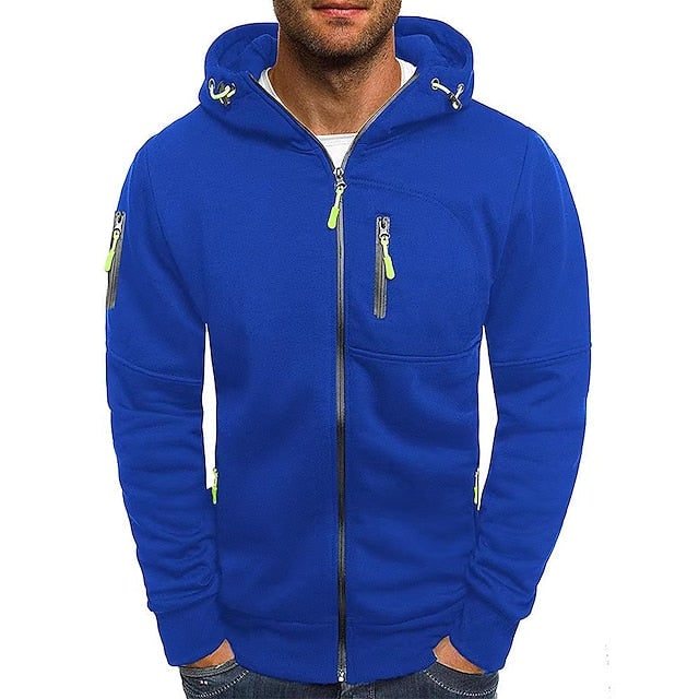 Men's Zip Up Hoodie with Zippered Pockets and Adjustable Hood - Image 6