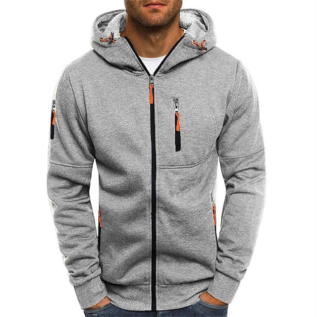 Men's Zip Up Hoodie with Zippered Pockets and Adjustable Hood - Image 7