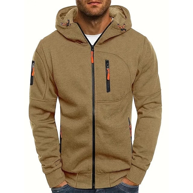 Men's Zip Up Hoodie with Zippered Pockets and Adjustable Hood - Image 9