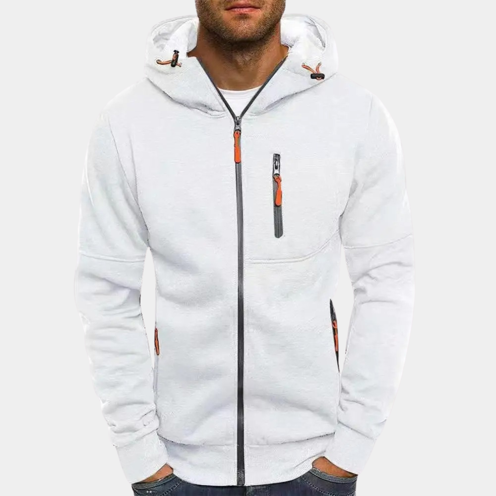 Men's Zip Up Hoodie with Zippered Pockets and Drawstring Hood - Image 13
