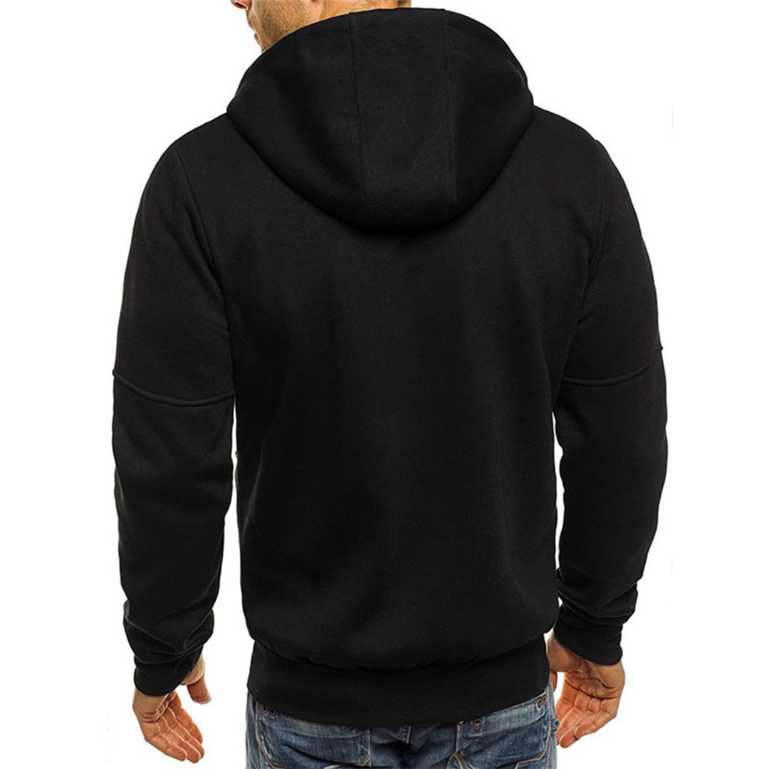 Men's Zip Up Hoodie with Zippered Pockets and Drawstring Hood - Image 2