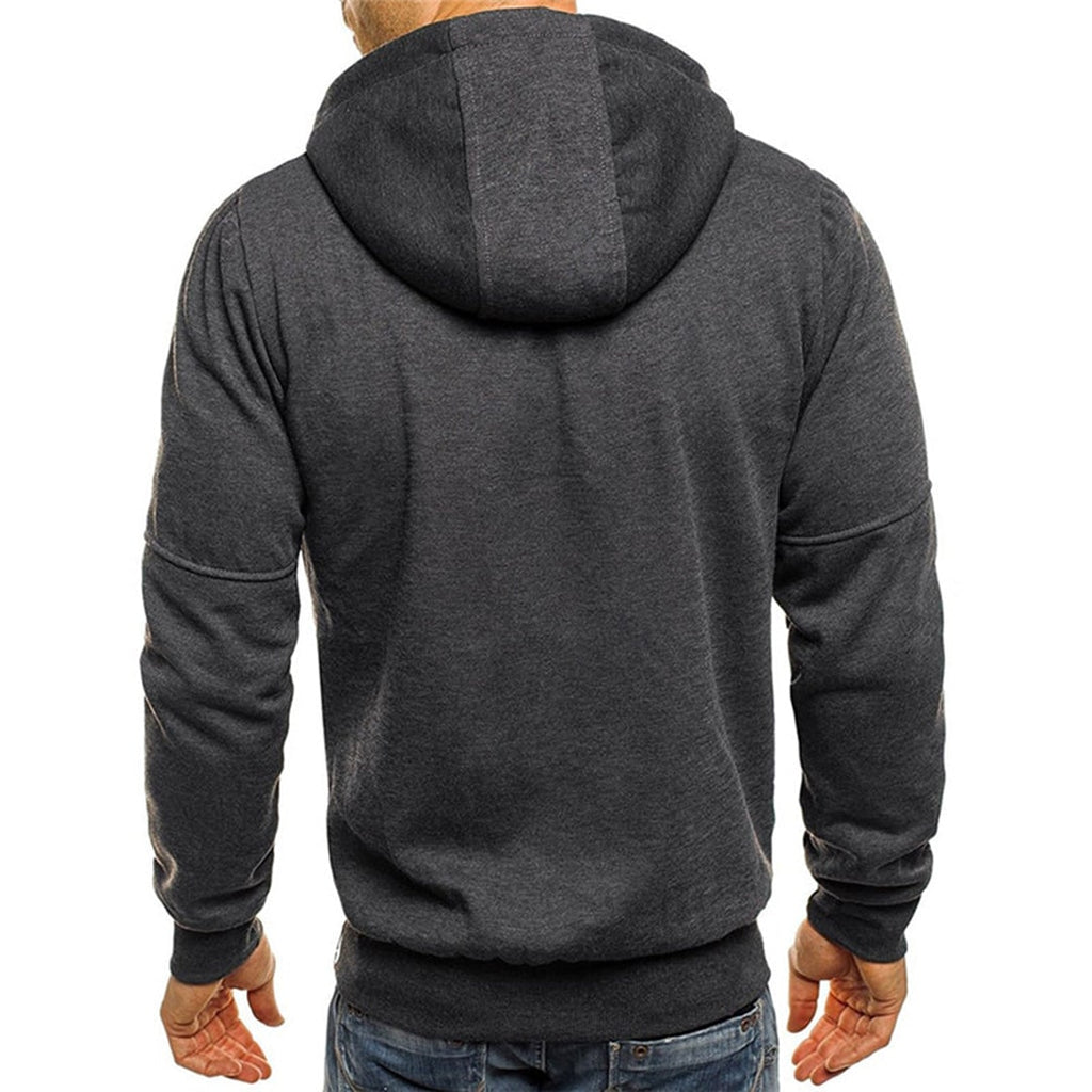Men's Zip Up Hoodie with Zippered Pockets and Drawstring Hood - Image 6