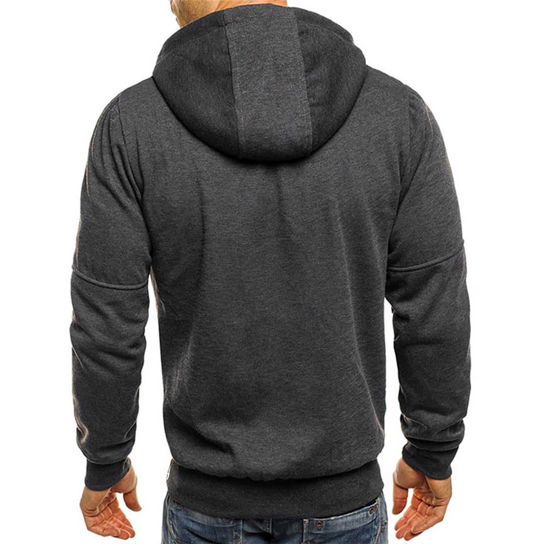 Men's Zip Up Hoodie with Zippered Pockets and Drawstring Hood - Image 6