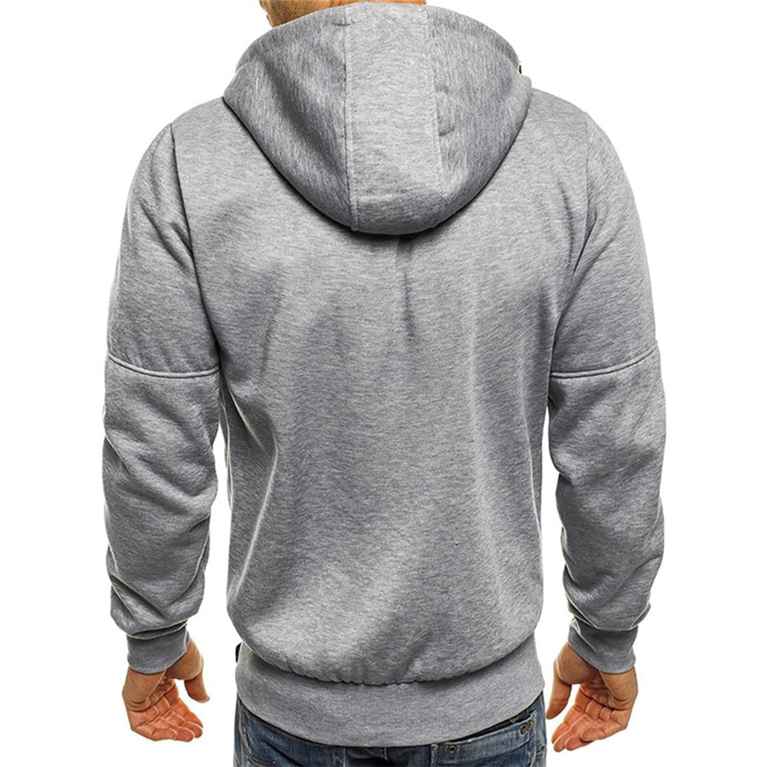 Men's Zip Up Hoodie with Zippered Pockets and Drawstring Hood - Image 8