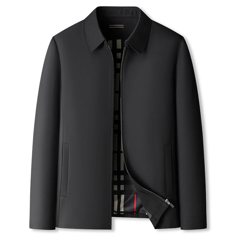 Men's Zip Up Windbreaker Jacket with Plaid Lining and Metal Zipper - Image 5