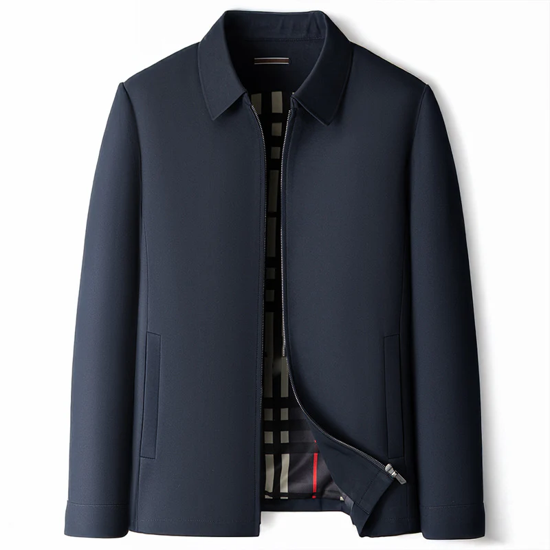 Men's Zip Up Windbreaker Jacket with Plaid Lining and Metal Zipper - Image 9