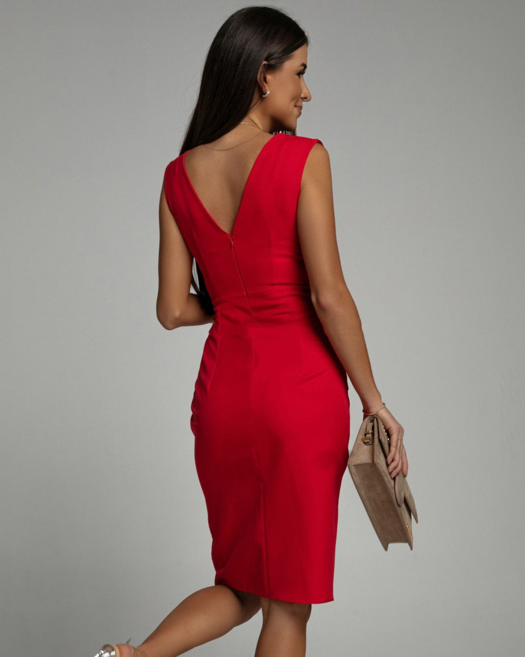 Mia | Abito Midi Elegante Donna Scollo V Spacco