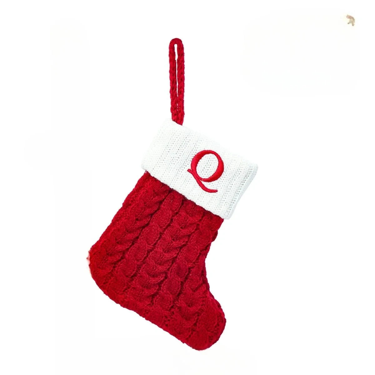 Mini Cable Knit Christmas Stocking Stuffers with Embroidered Initial and Snowflake Detail - Image 10