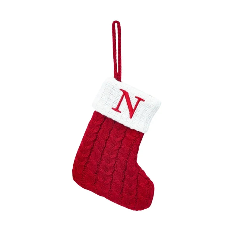 Mini Cable Knit Christmas Stocking Stuffers with Embroidered Initial and Snowflake Detail - Image 13