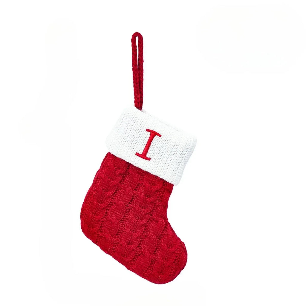 Mini Cable Knit Christmas Stocking Stuffers with Embroidered Initial and Snowflake Detail - Image 14