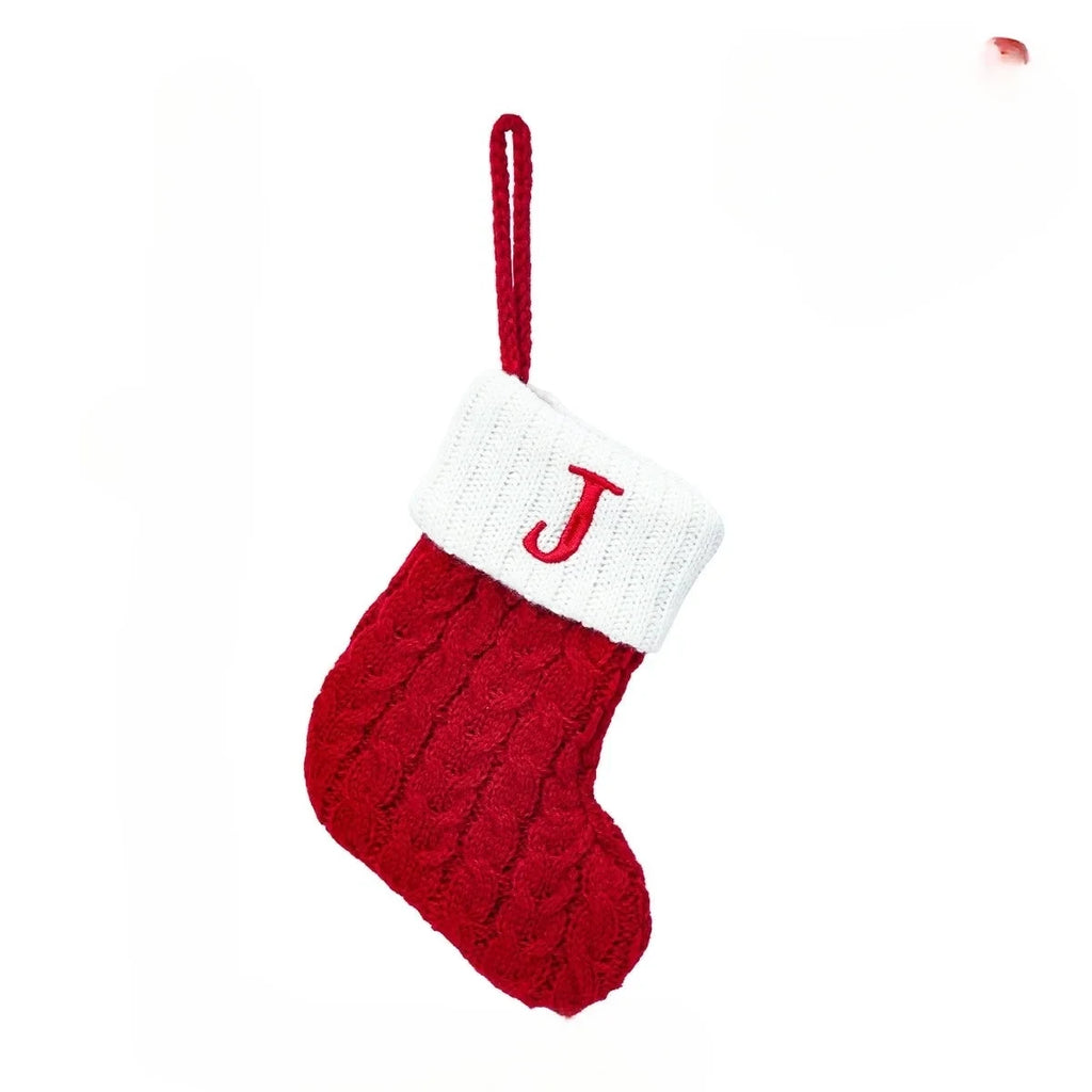 Mini Cable Knit Christmas Stocking Stuffers with Embroidered Initial and Snowflake Detail - Image 15