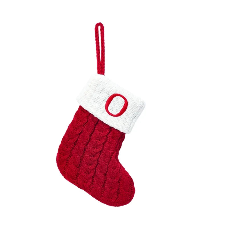 Mini Cable Knit Christmas Stocking Stuffers with Embroidered Initial and Snowflake Detail - Image 17
