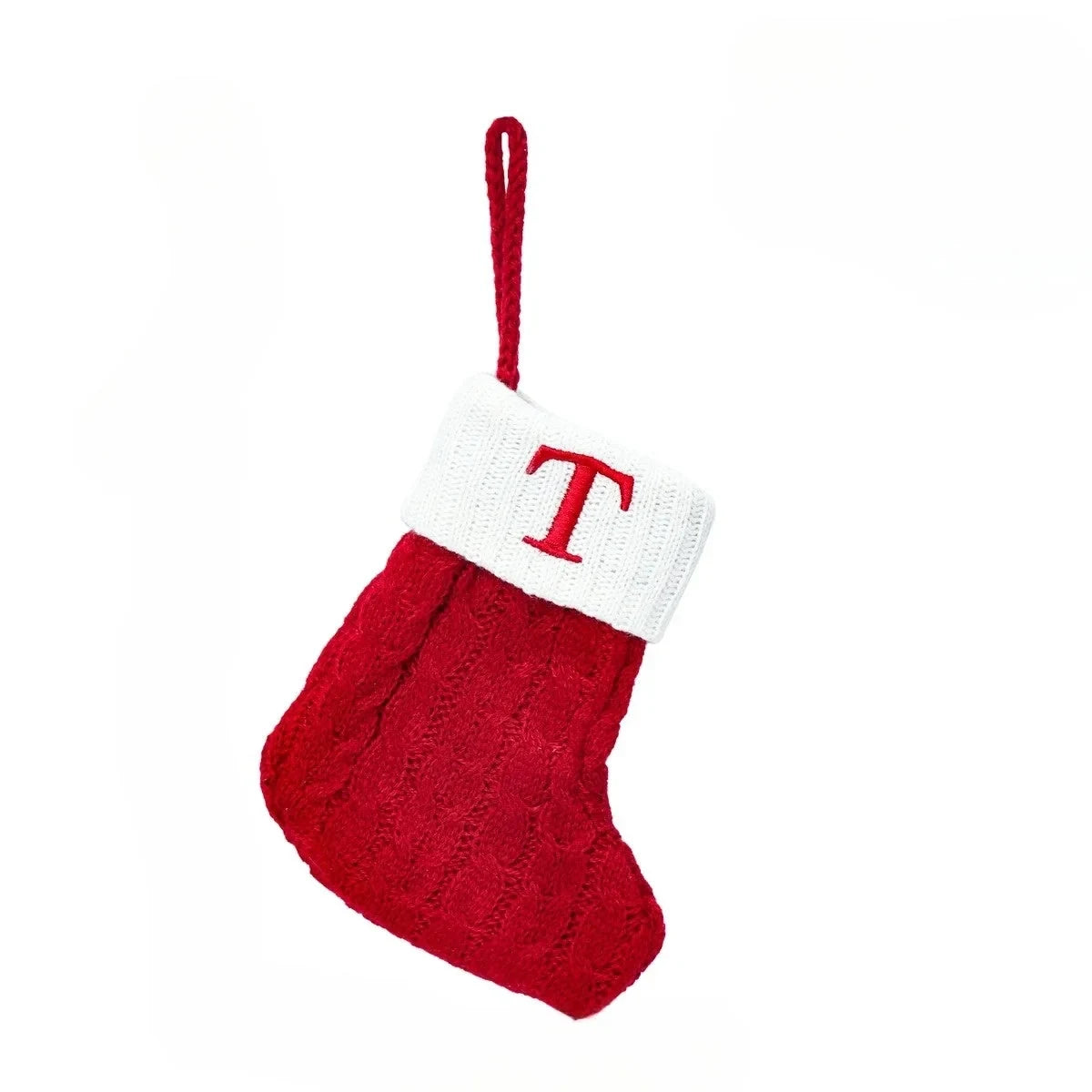Mini Cable Knit Christmas Stocking Stuffers with Embroidered Initial and Snowflake Detail - Image 18