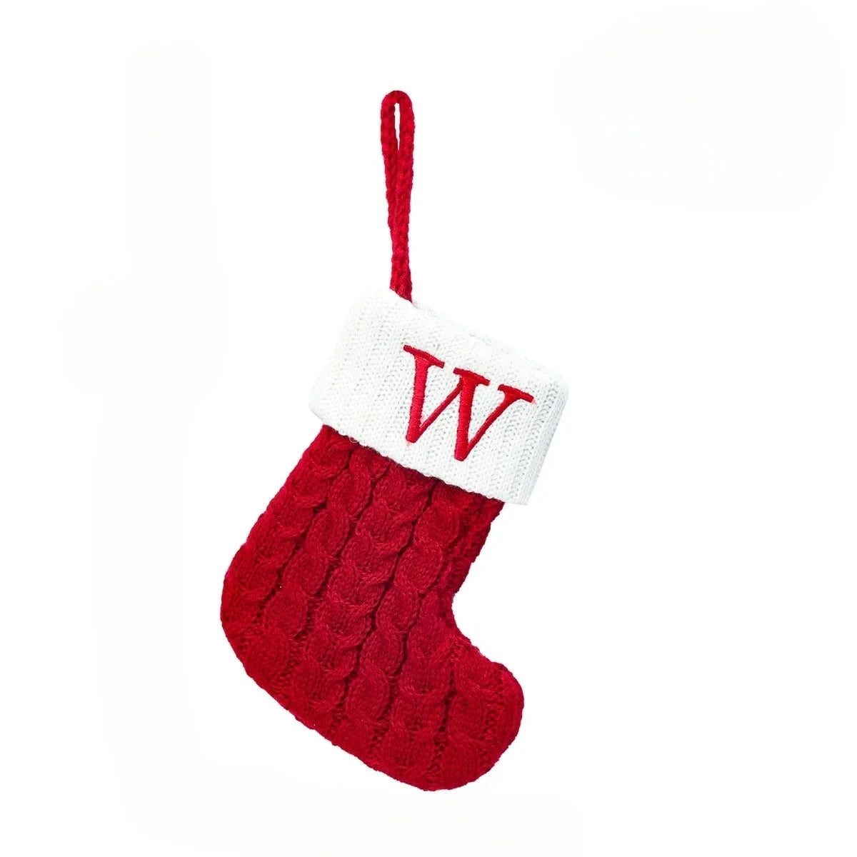 Mini Cable Knit Christmas Stocking Stuffers with Embroidered Initial and Snowflake Detail - Image 20