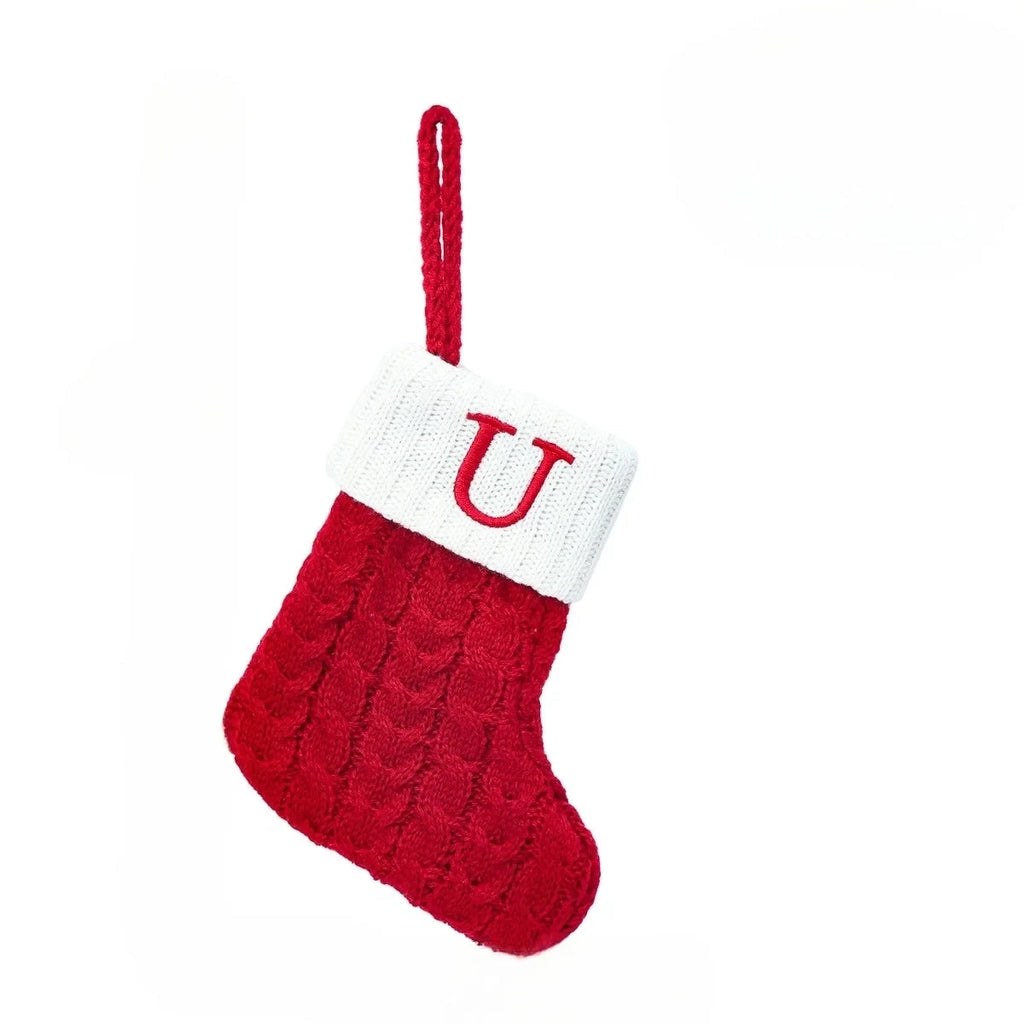 Mini Cable Knit Christmas Stocking Stuffers with Embroidered Initial and Snowflake Detail - Image 21