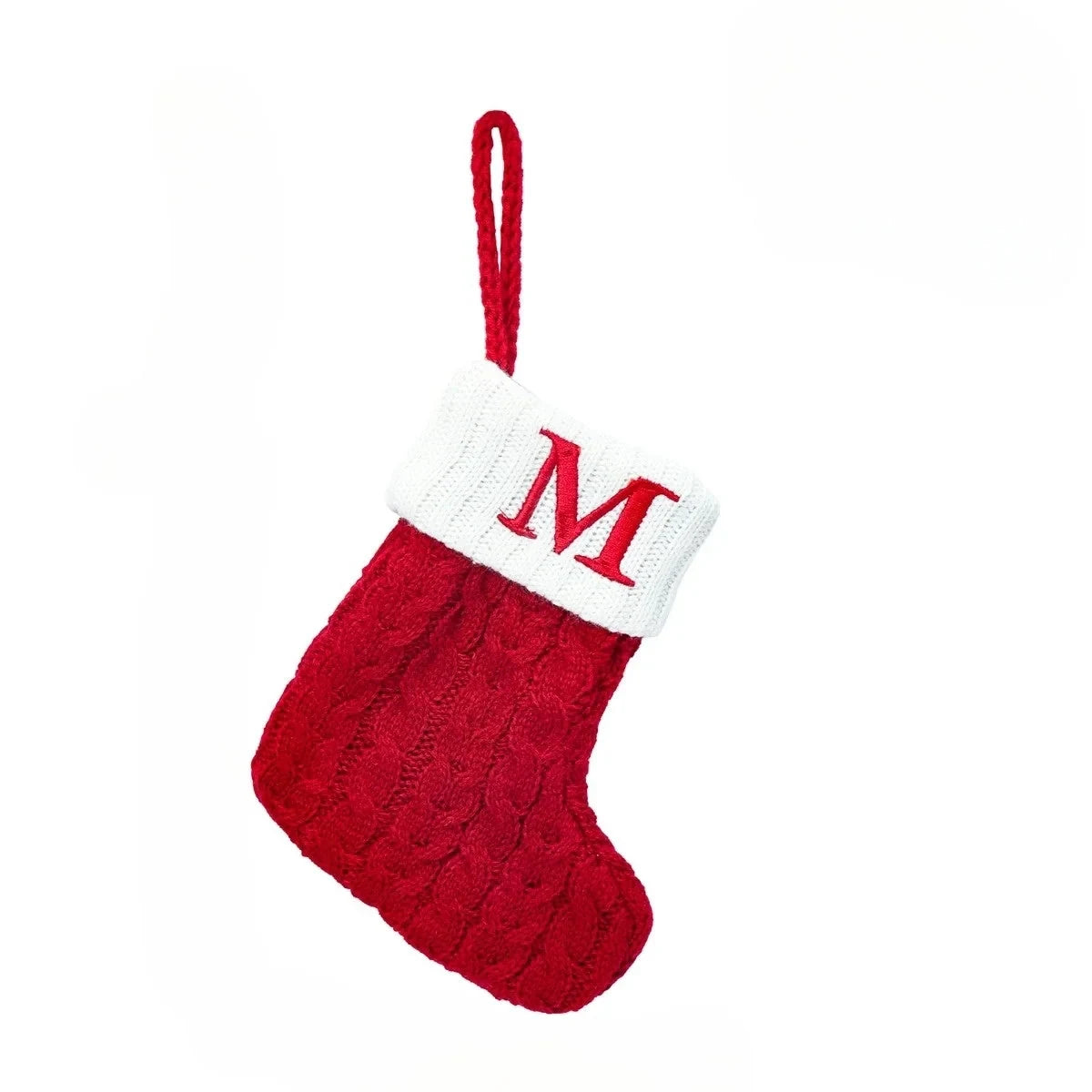 Mini Cable Knit Christmas Stocking Stuffers with Embroidered Initial and Snowflake Detail - Image 23
