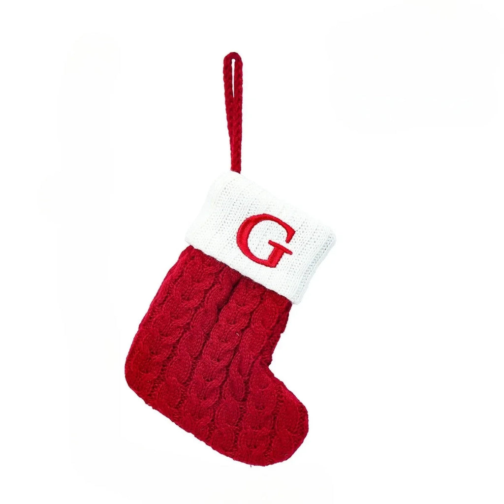 Mini Cable Knit Christmas Stocking Stuffers with Embroidered Initial and Snowflake Detail - Image 25