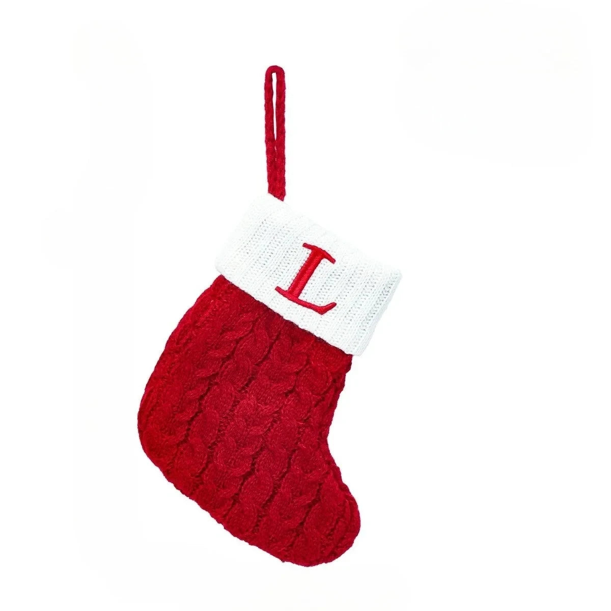 Mini Cable Knit Christmas Stocking Stuffers with Embroidered Initial and Snowflake Detail - Image 26