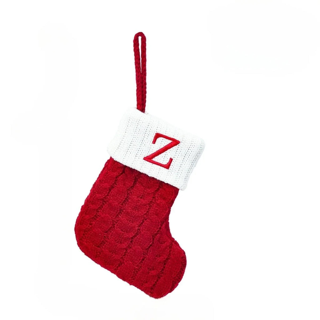 Mini Cable Knit Christmas Stocking Stuffers with Embroidered Initial and Snowflake Detail - Image 27