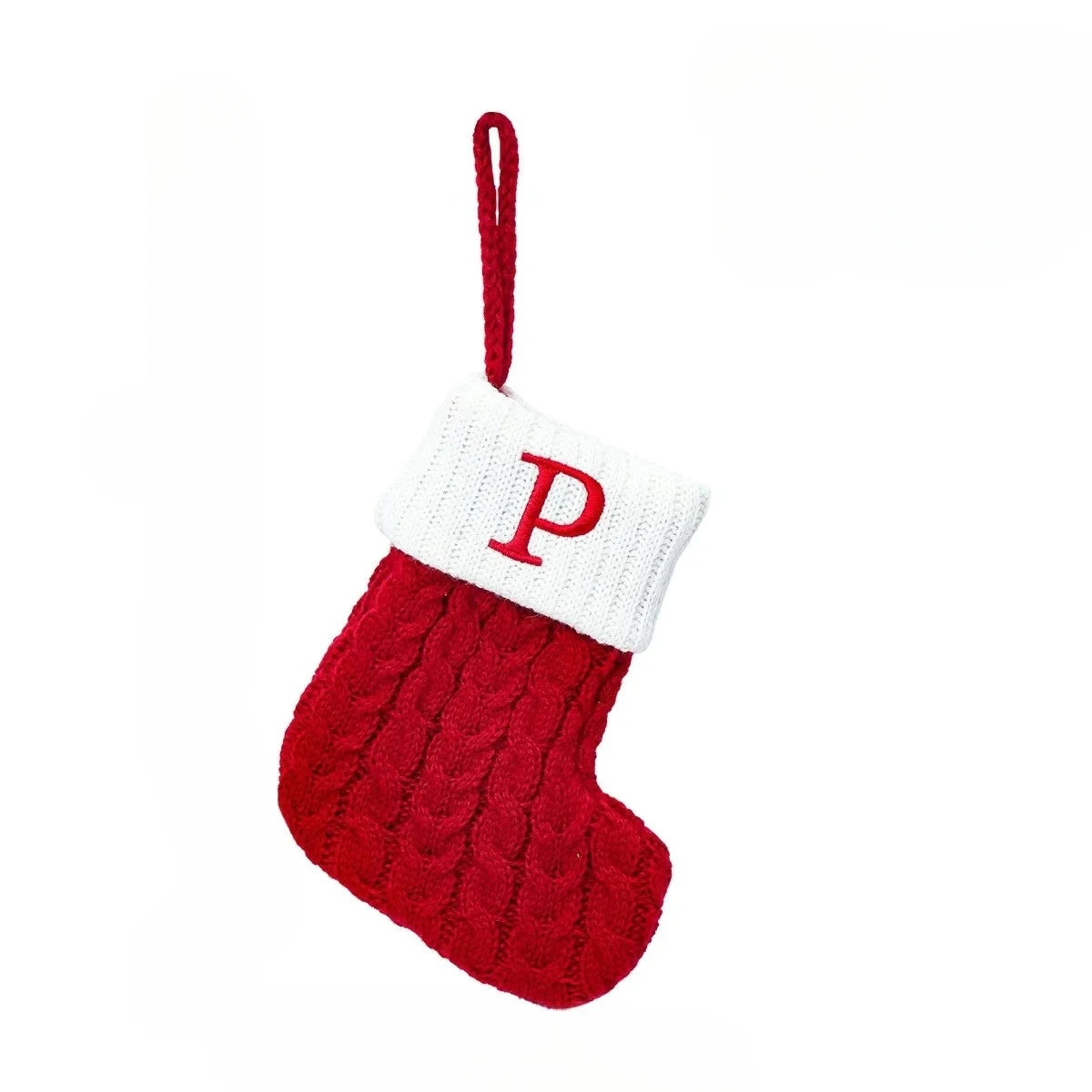 Mini Cable Knit Christmas Stocking Stuffers with Embroidered Initial and Snowflake Detail - Image 28