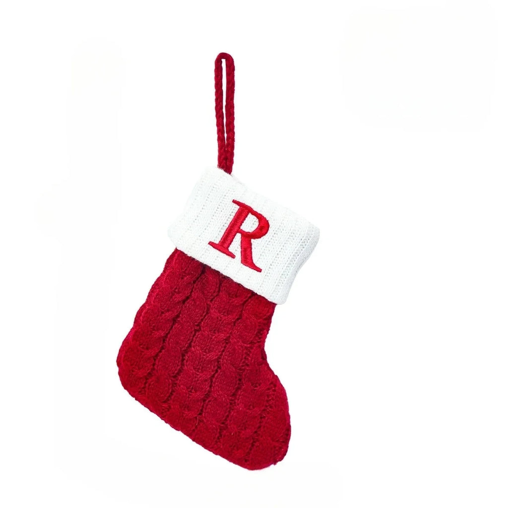 Mini Cable Knit Christmas Stocking Stuffers with Embroidered Initial and Snowflake Detail - Image 29