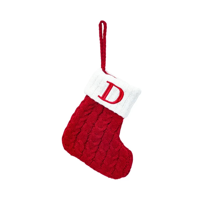 Mini Cable Knit Christmas Stocking Stuffers with Embroidered Initial and Snowflake Detail - Image 7